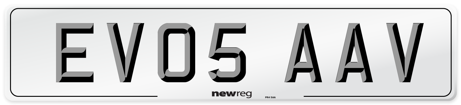 EV05 AAV Number Plate from New Reg